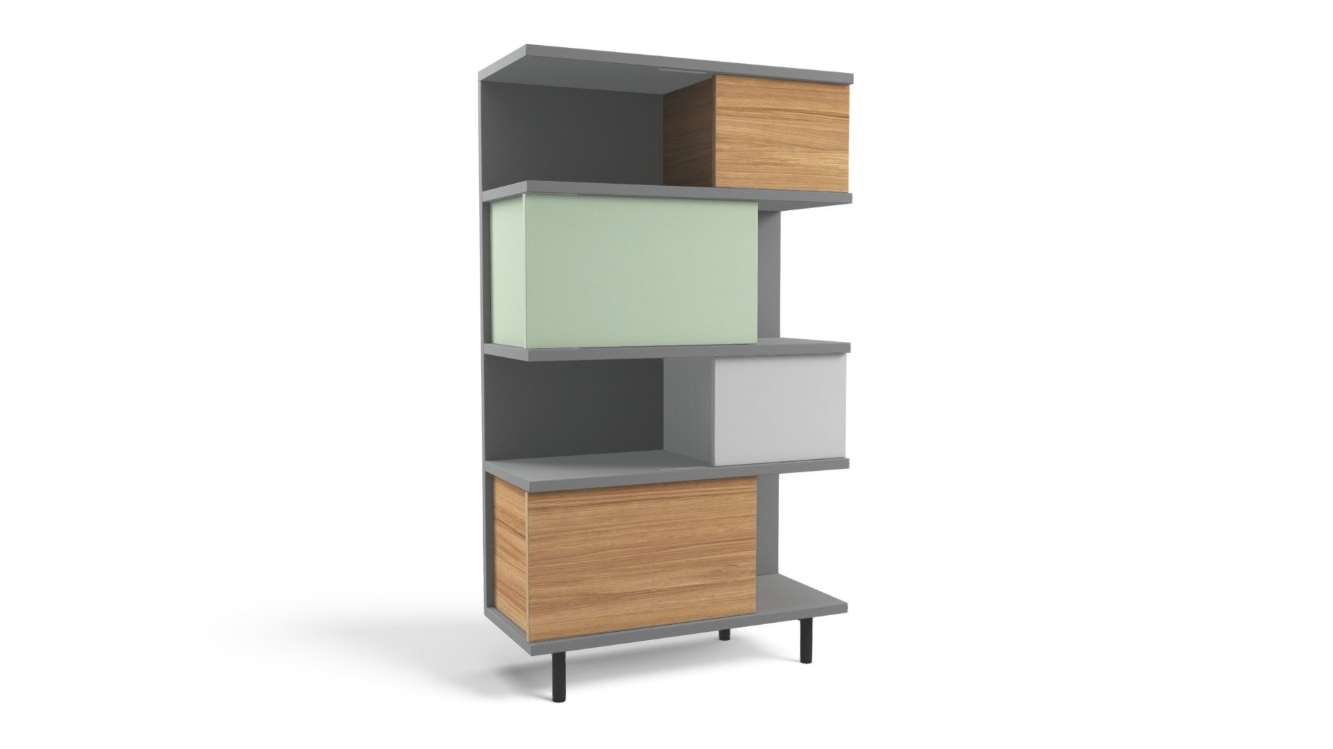 Fowler Tall Shelving Unit, Multicolour Ash