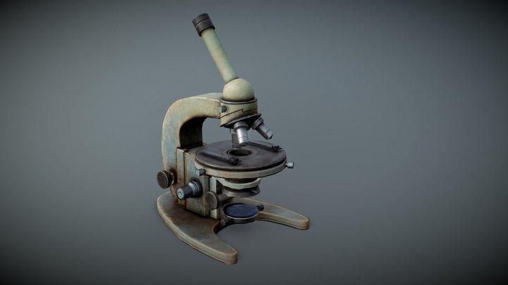Vintage Microscope ( game asset ) 3D Model