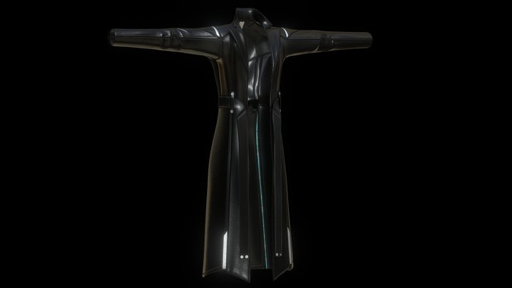 Cryo-Structured Long Coat 3D Model