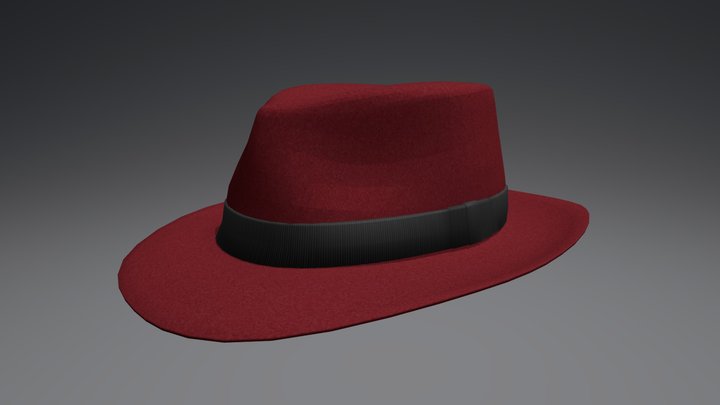 Trilby Hat (Red) 3D Model