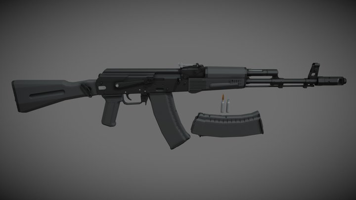 low-poly AK-74M – Free 3D Model STL