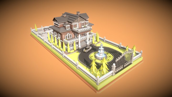 Low Poly Mansion – Free 3D Model STL