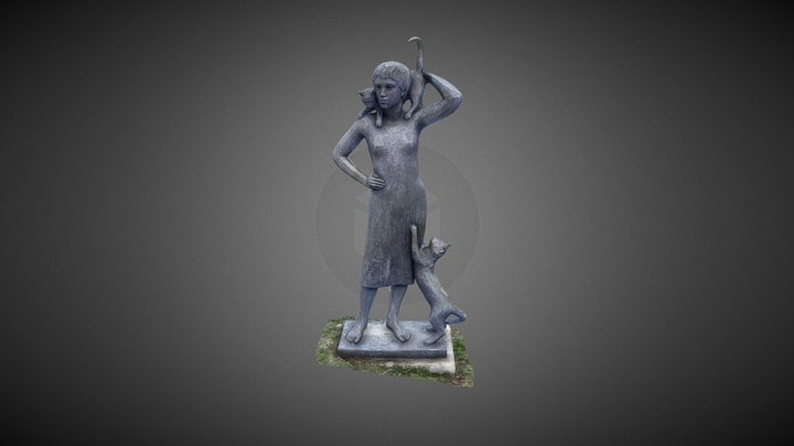 Woman and cats 3D Model