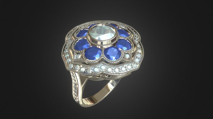 Sapphire and diamond ring 3D Model