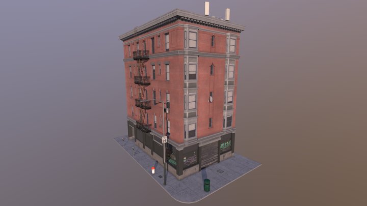 Red Brick Building 3D Model
