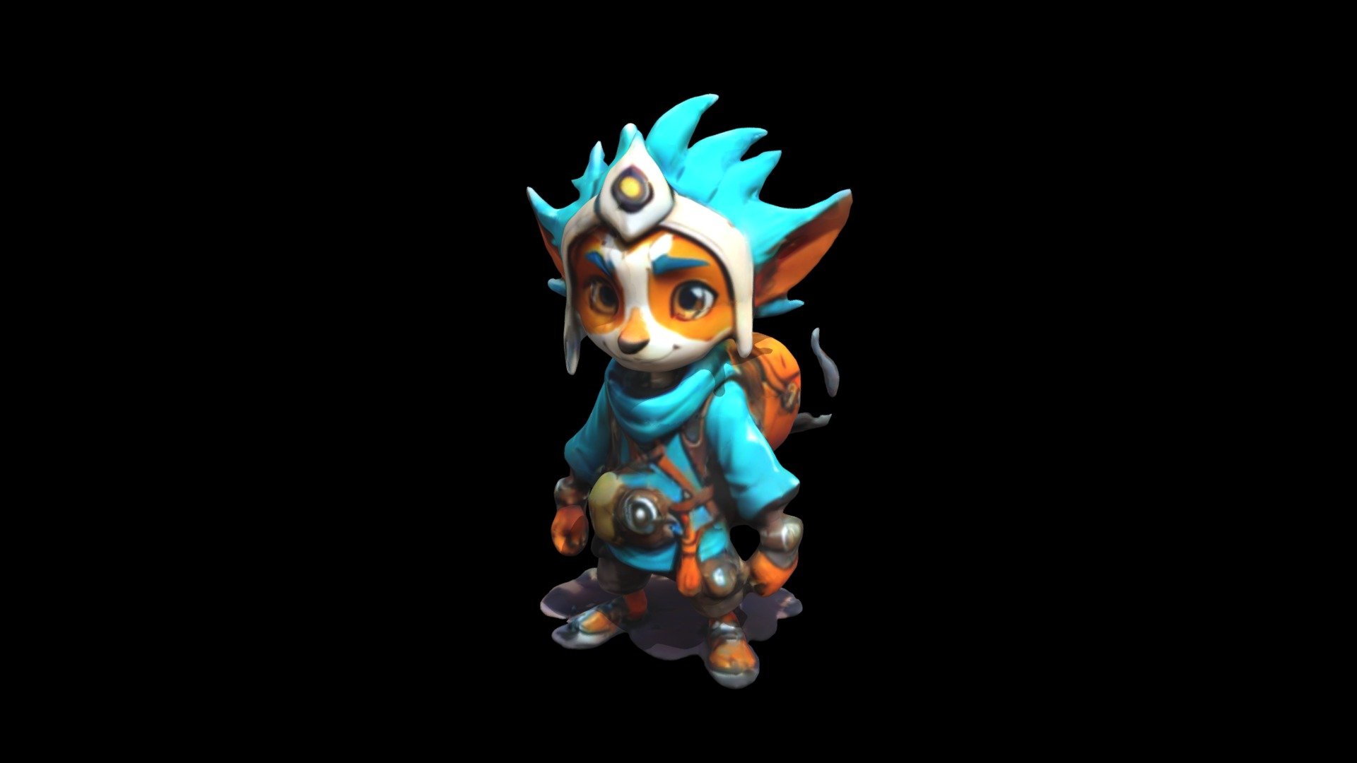 Anime character "Kun Lin" with spiky orange hair