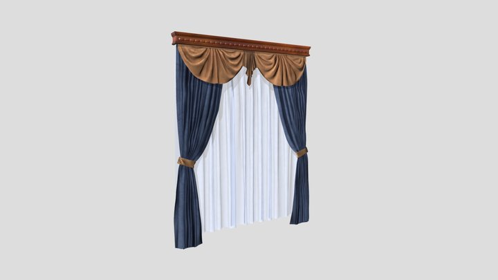 №607 Curtain  3D low poly model for VR-projects 3D Model
