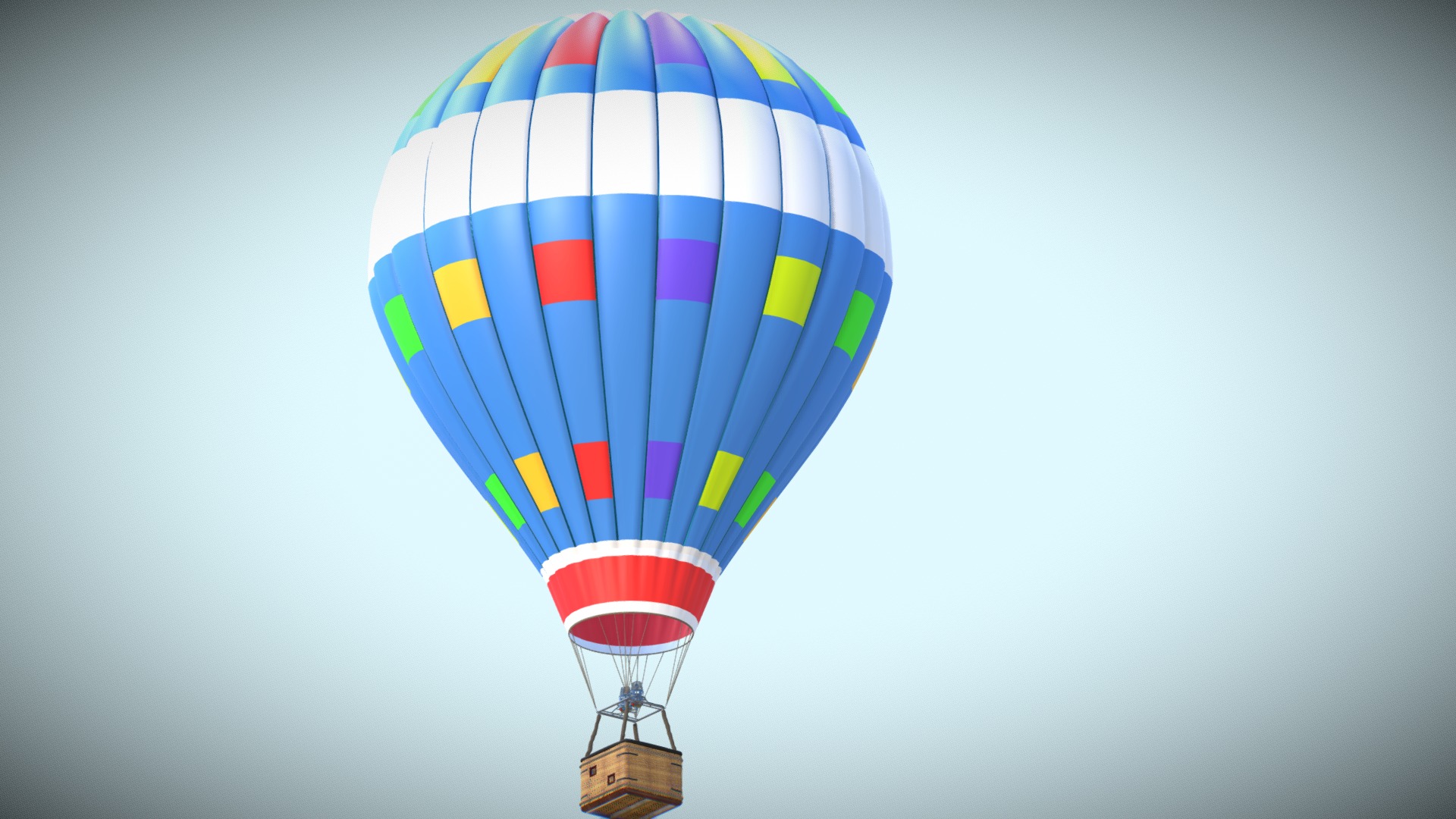 3D model Balloon Hot Air - This is a 3D model of the Balloon Hot Air. The 3D model is about a hot air balloon in the sky.