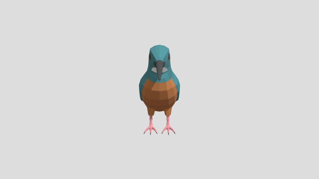 Low Poly Cartoon River Kingfisher