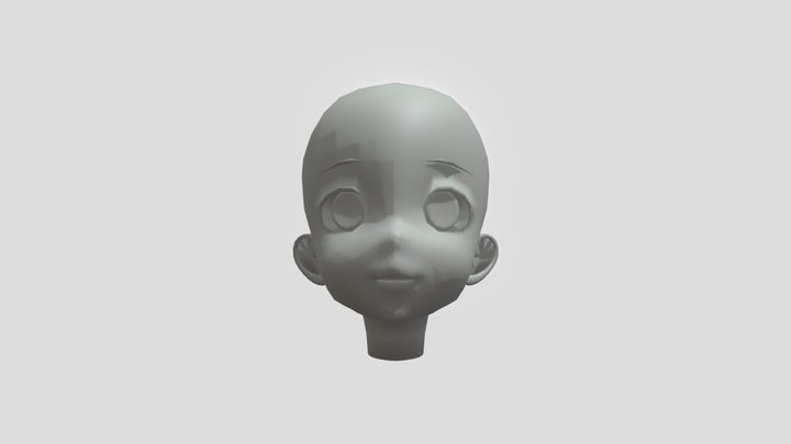 gray anime head 3D Model