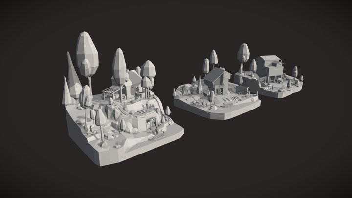 Forest Loner - Diorama and House blockout 3D Model