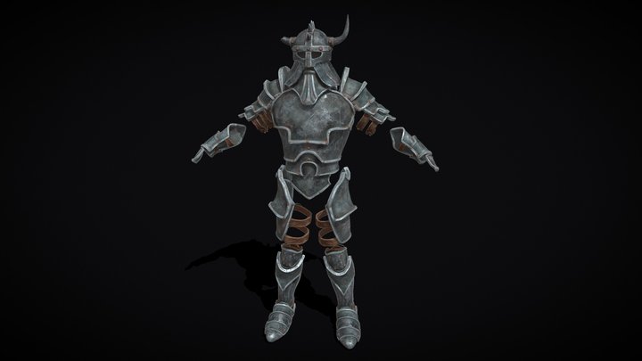 Fantasy Medieval Bearded Viking Armor 3D Model