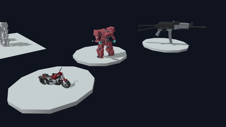 Dradtpunk - Robot, Motocycle Riffle Saiga 9 3D Model