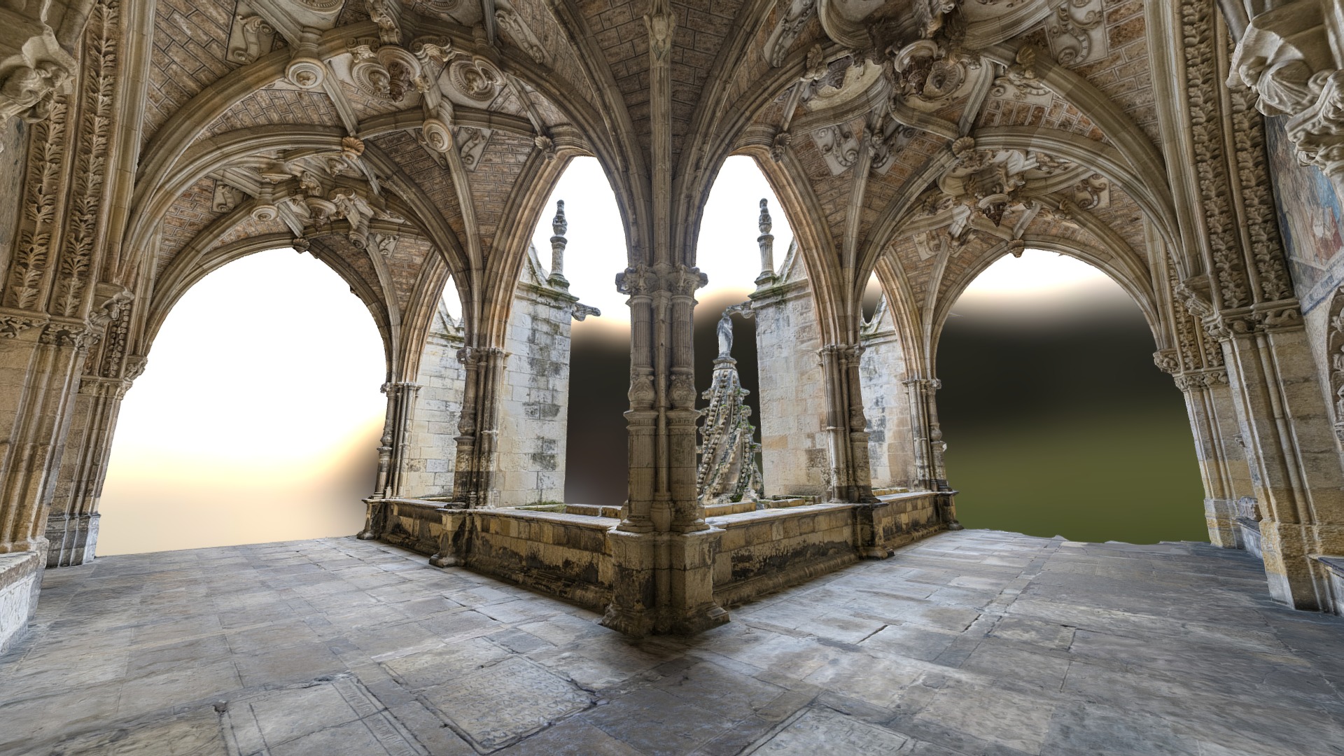 3D model Claustro Catedral (esquina 2) - This is a 3D model of the Claustro Catedral (esquina 2). The 3D model is about a large stone building with arches.