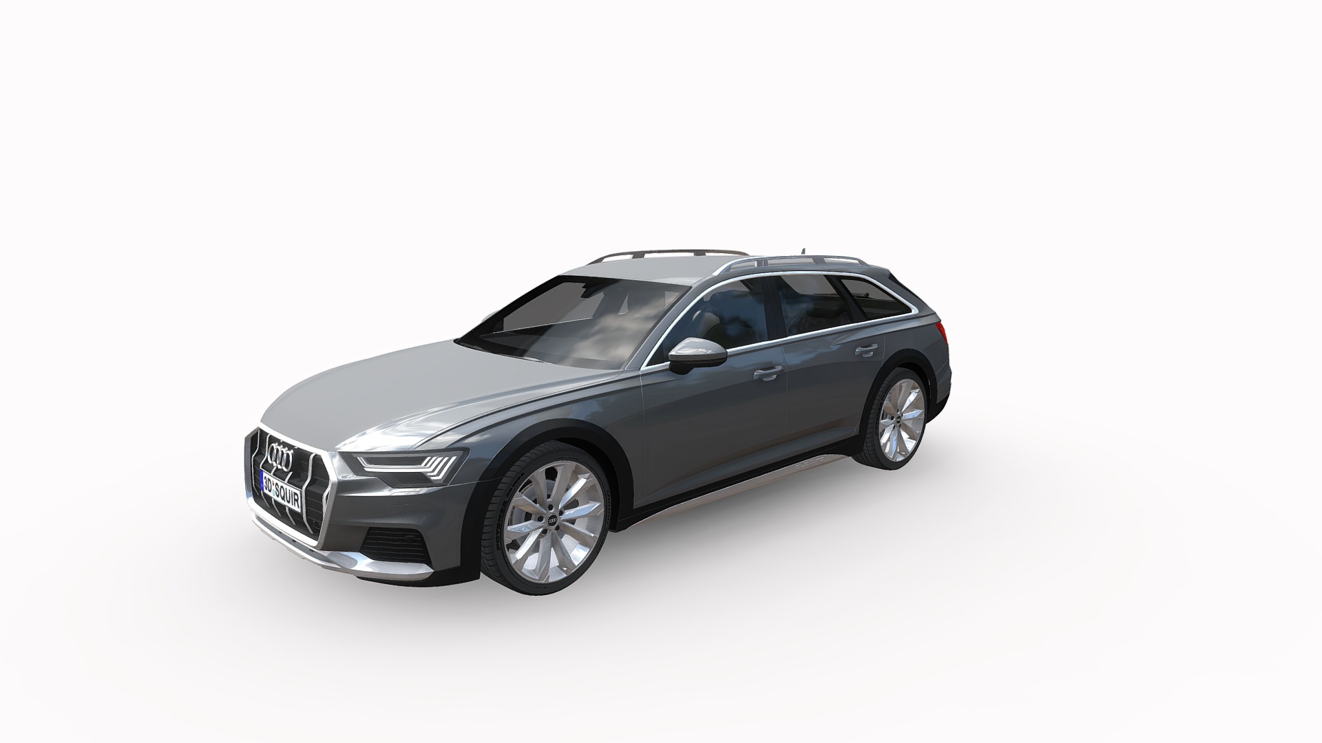 3D model Audi A6 Avant Allroad 2020 - This is a 3D model of the Audi A6 Avant Allroad 2020. The 3D model is about a silver car with a white background.