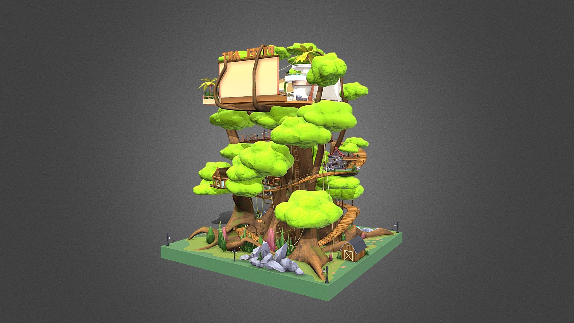 Treehouse Quest DCL Family Tree 3D model by Low Poly Models (LowPolyModelsWorld) [5b06cd8