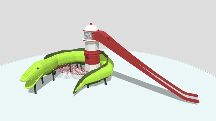 sea monster theme playground equipment 3D Model