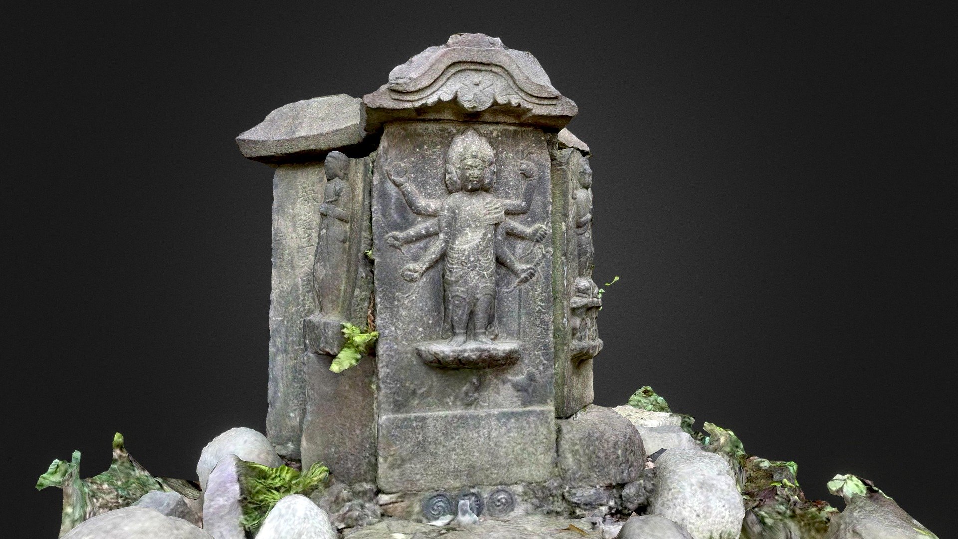 庚申塔（東京都文京区根津１丁目２８番９号 根津神社）（low poly）