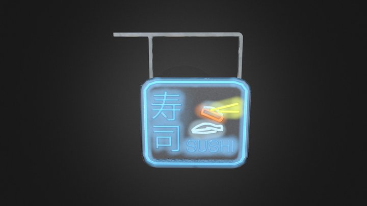 Neon Sushi Sign 3D Model