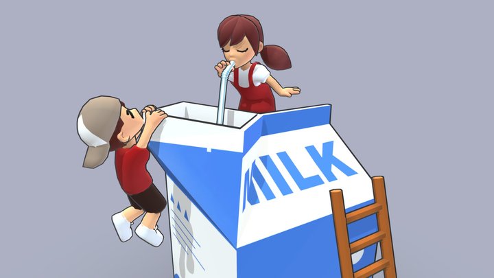 Drinking Milk 3D Model