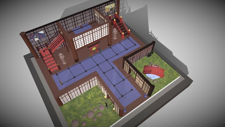 Hitman Go Japan Diorama 3D Model