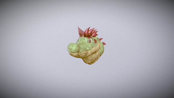Anthro Alligator Bust Maquette 3D Model