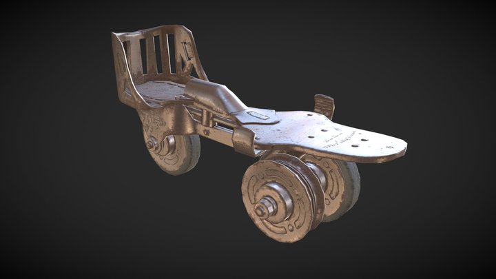 1897 Daniels ‘Foot Cycle’ 3-Wheel Roller Skates 3D Model