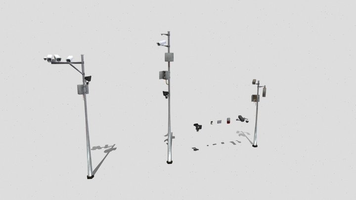 Security Set CCTV Low Poly 3D Model