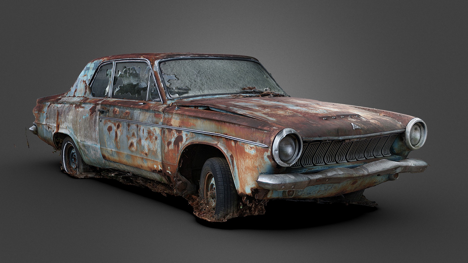 3D model Dodge Dart in Woods (Raw Scan) - This is a 3D model of the Dodge Dart in Woods (Raw Scan). The 3D model is about a brown car with a white background.