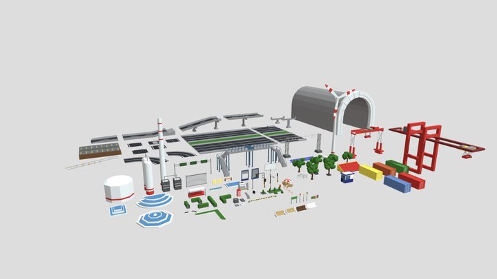 Low poly city Asset pack 3D Model
