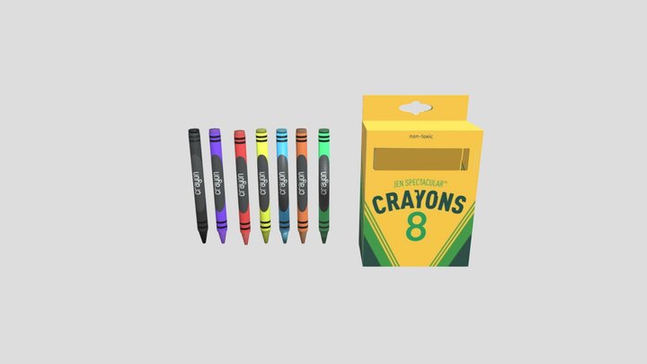 crayons w/ box 3D Model