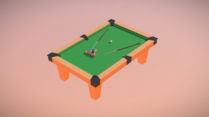 Low Poly Pool Table 3D Model