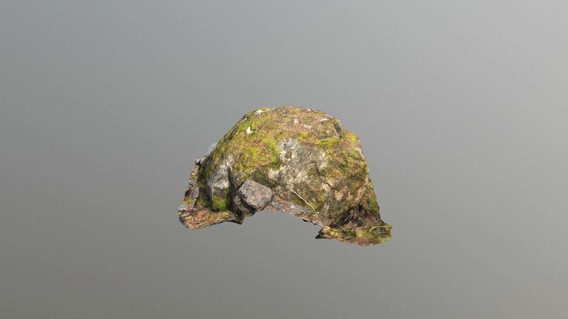3D model Photoscanned Big mossy Rock - This is a 3D model of the Photoscanned Big mossy Rock. The 3D model is about a green and brown rock.