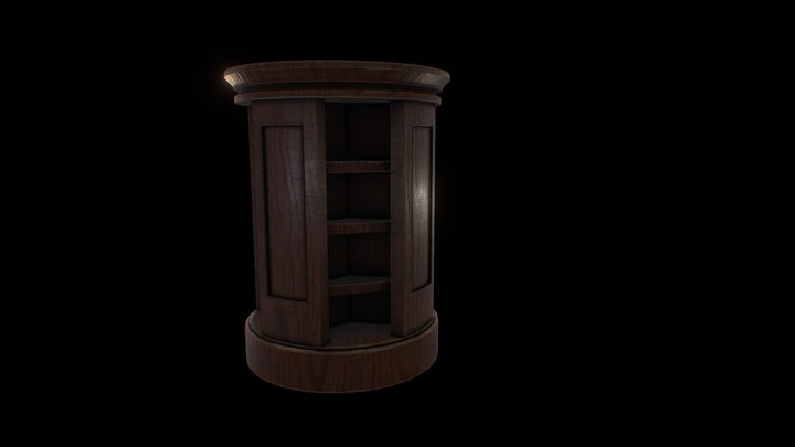 Circular Wooden Bookshelf 3D Model