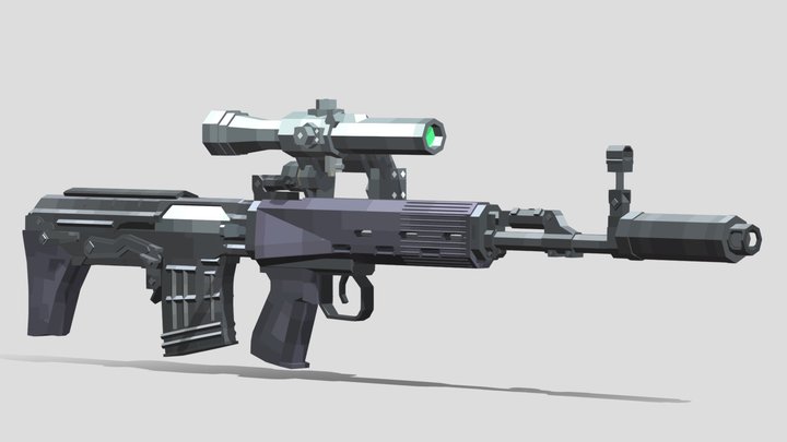 Svu bullpup sniper rifle ( Blockbench ) 3D Model