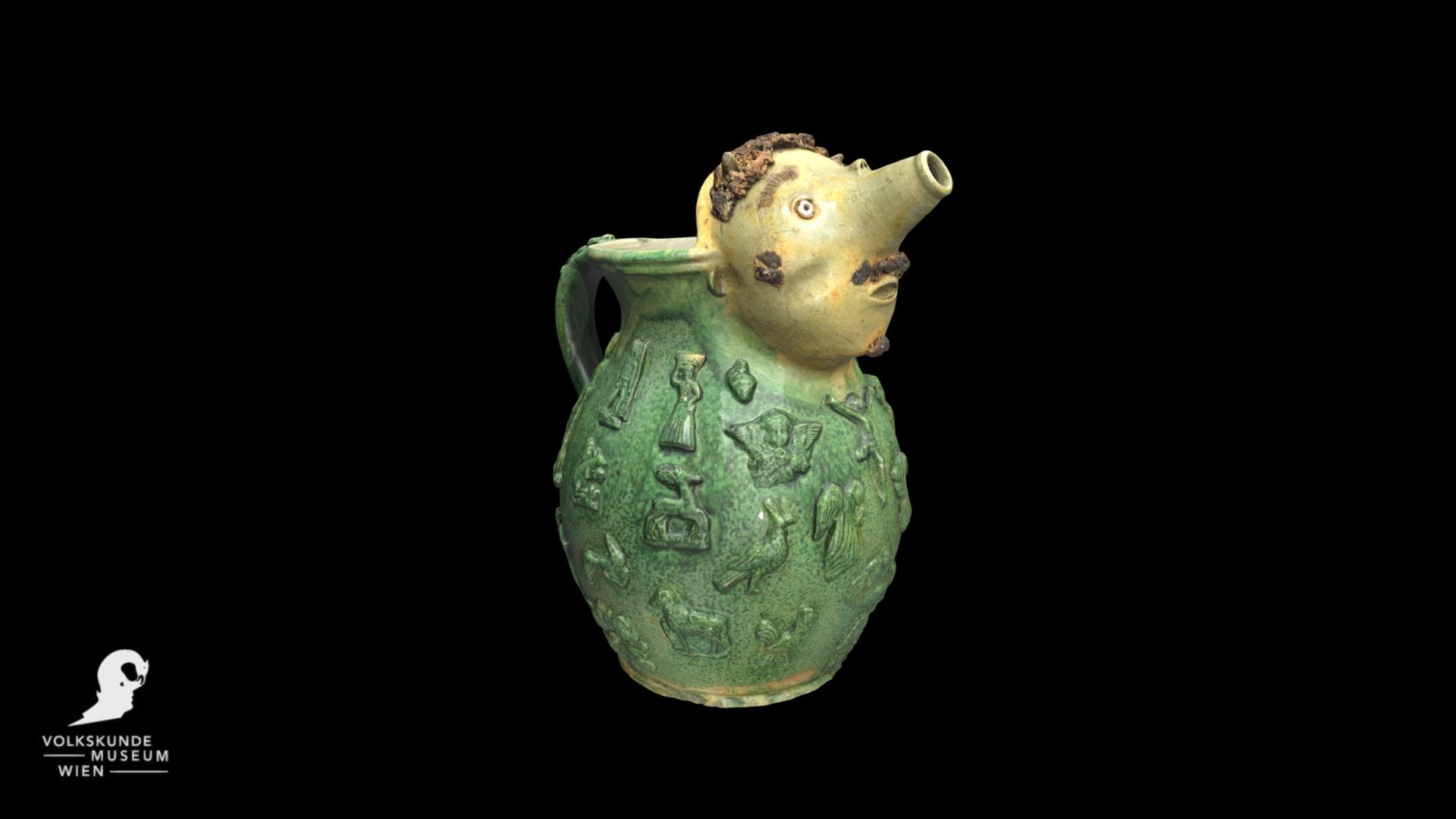 Krug mit Fratzenkopf ÖMV 33.913 — Sketchfab embed 3D viewer