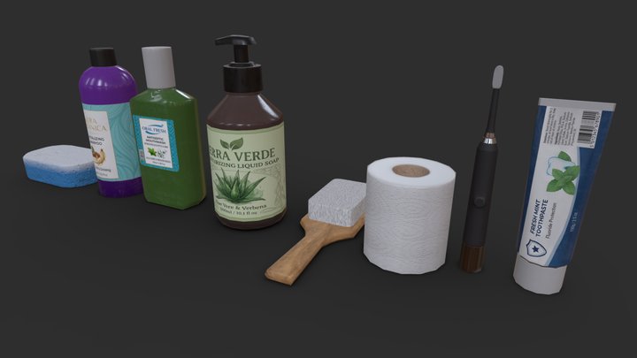 Bathroom Props Set Low-Poly – Kostenloses 3D-Modell STL