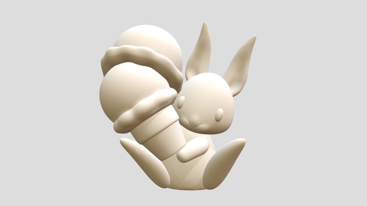 Ice Cream Bunny (unpainted) 3D Model