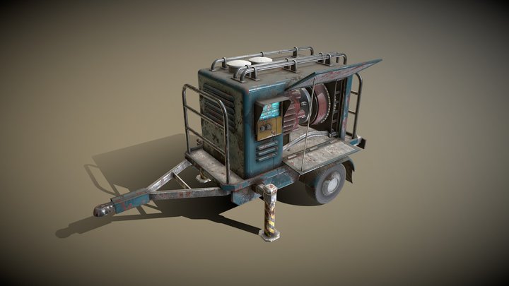 mobile generator on trailer 3D Model