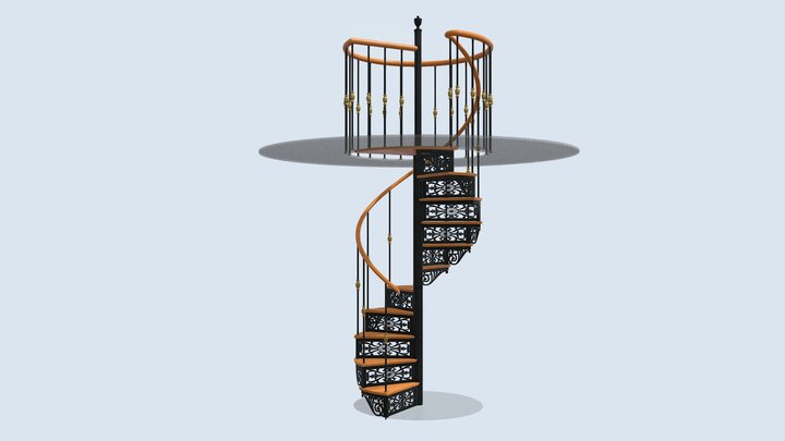 Spiral Segmented Stairs 3D Model