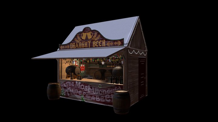 Christmas Market Beer Chalet 3D Model