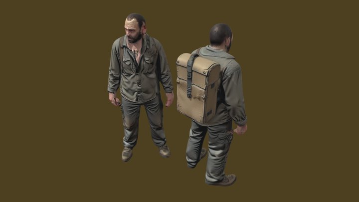 Cardboard backpack survivor 3D Model