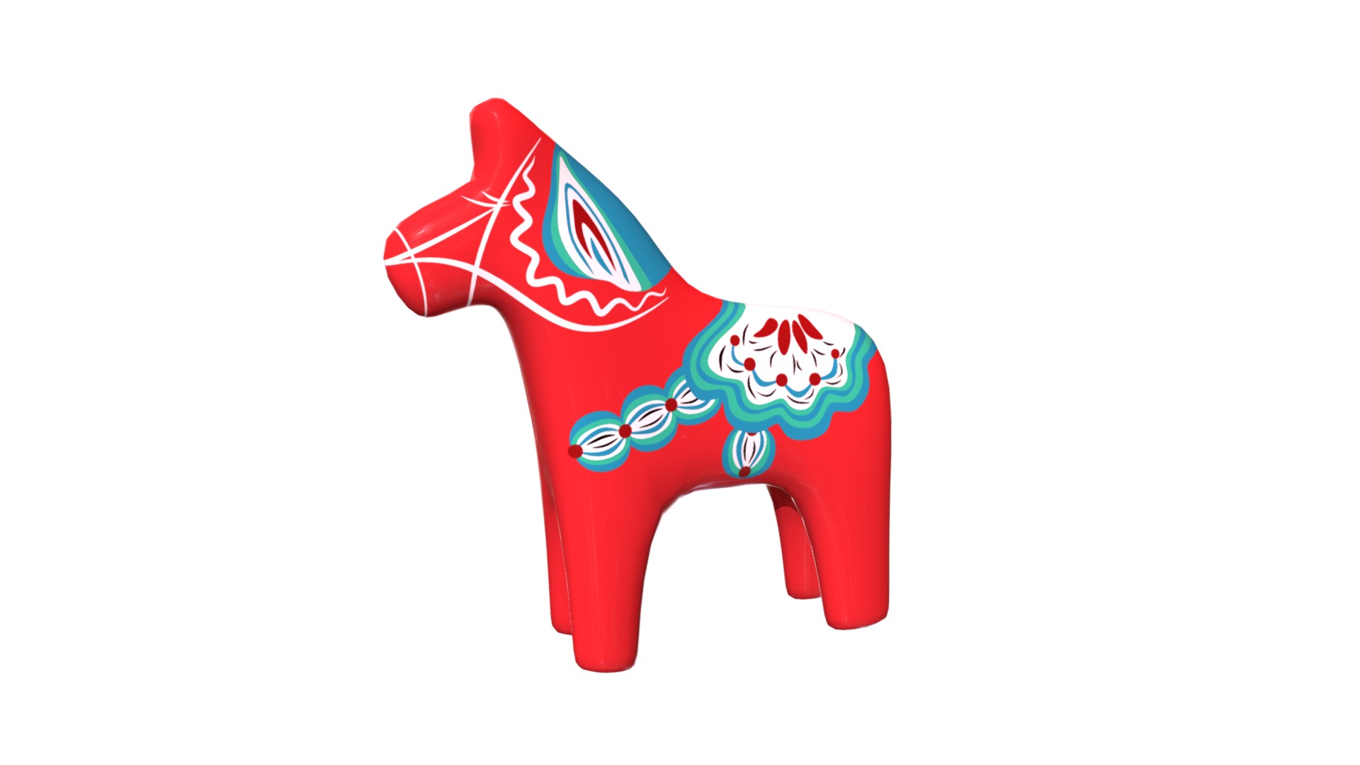 3D model Dala Wooden Horse - This is a 3D model of the Dala Wooden Horse. The 3D model is about a red plastic toy.
