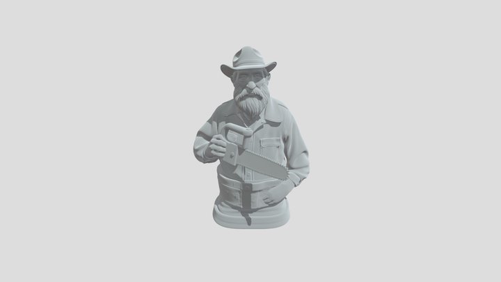 vecchio boscaiolo con barba e cappello e sega 3D Model