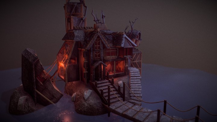 Ruins of a haunted halloween house 3D Model