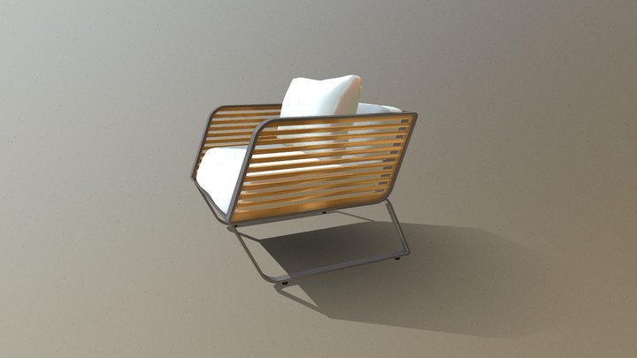 Modern Wooden Slat Lounge Chair