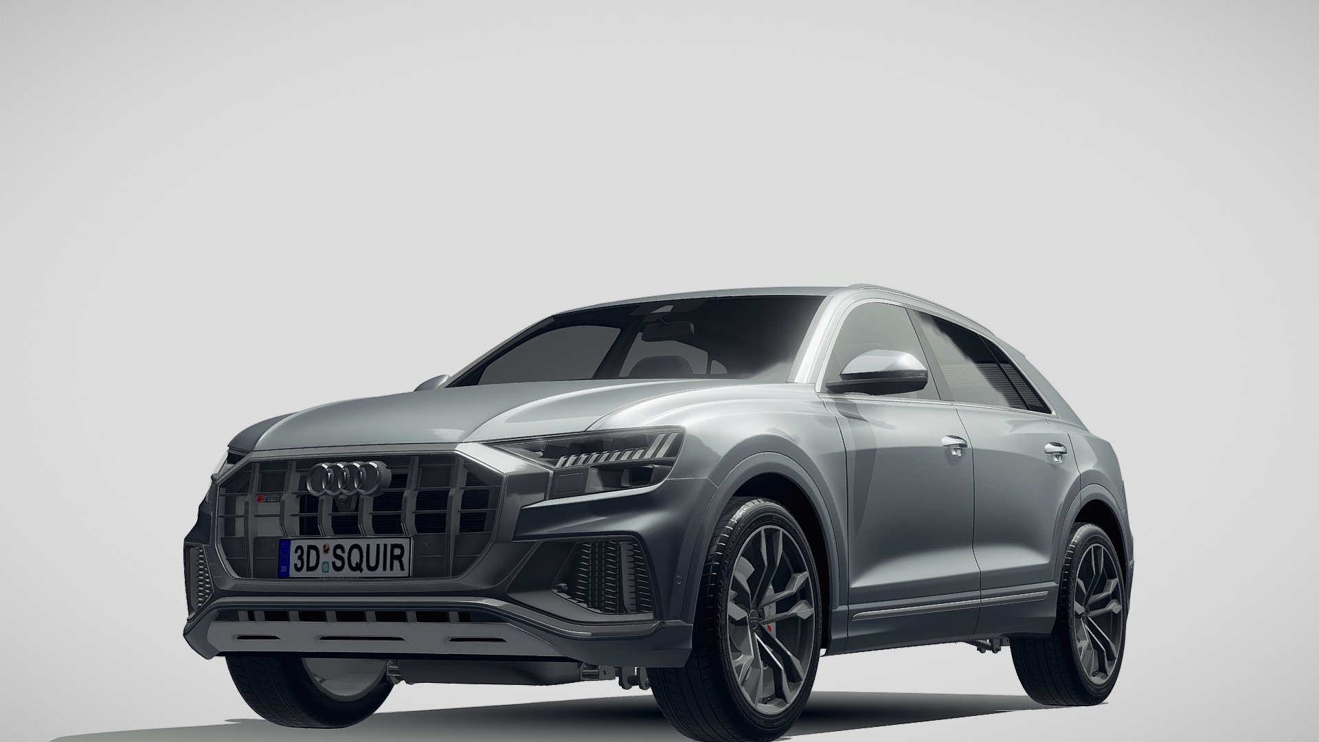 3D model Audi SQ8 2019 - This is a 3D model of the Audi SQ8 2019. The 3D model is about a silver car with a black top.