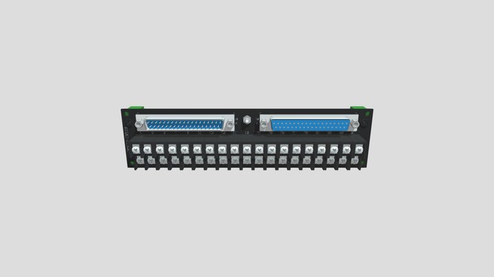 コネクタ端子台変換ユニット（D-sub37オス/メス⇔端子台）：DINレール取付け 3D Model