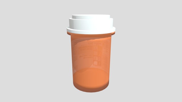 Pill bottle (textured) 3D Model
