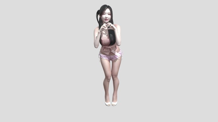 Heart Hands in Pink 3D Model